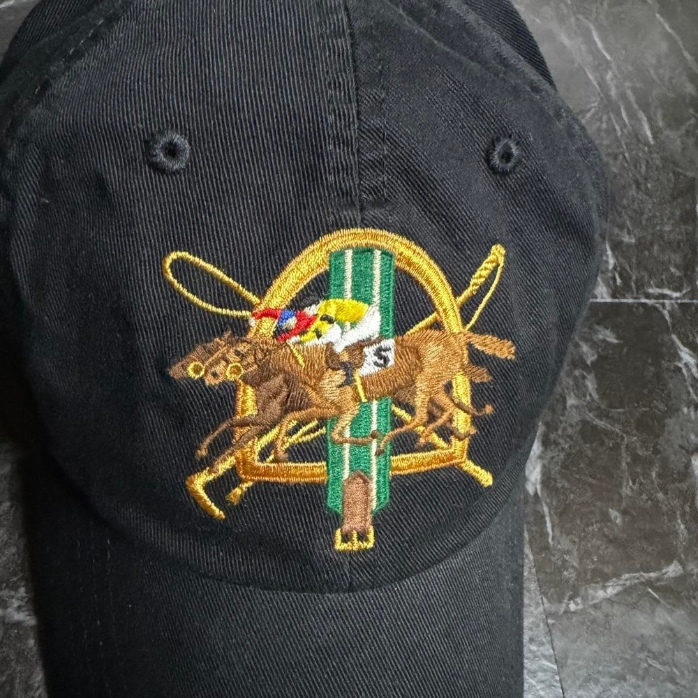 Polo Ralph Lauren Black Vtg Racing Horse Crest Motif Cap Hat -New - Picture 5 of 7
